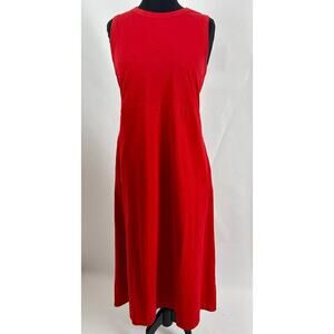 Chico’s Size 2 US 12 Large Tomato Girl Red Maxi Dress Lagenlook Sleeveless Loose